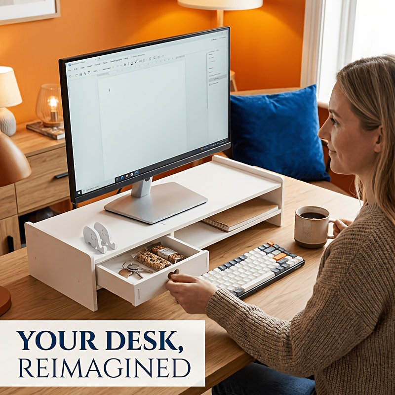 Desk Setup Home Office - Suporte Minimalista Branco de PVC para