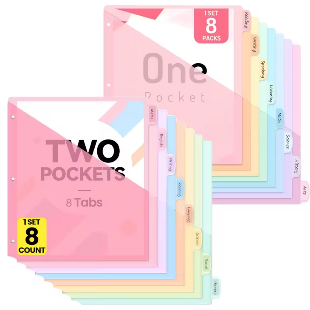 Ring Binder Box - Divisórias de 8 peças para fichário