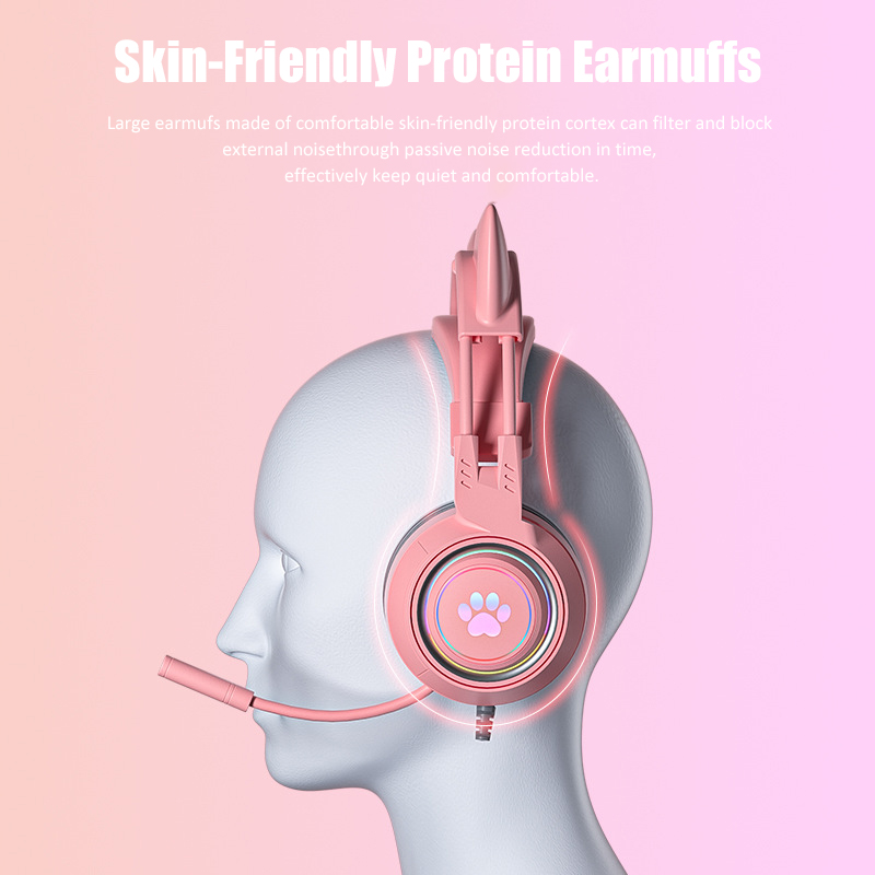 Cute Cat Ear Gaming Headphones - Desk Hifi Setup avaliação e preço